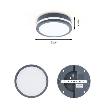 Brilagi - LED-ulkovalaisin liiketunnistimella BENE LED/18W/230V Ø 22 cm antrasiitti IP54