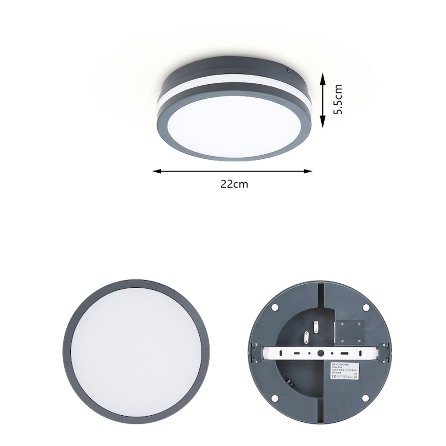 Brilagi - LED-ulkovalaisin liiketunnistimella BENE LED/18W/230V Ø 22 cm antrasiitti IP54