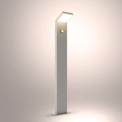Brilagi - LED-ulkovalaisin liiketunnistimella RIANO LED/8W/230V hopeanvärinen IP65 80 cm