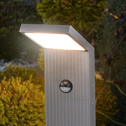 Brilagi - LED-ulkovalaisin liiketunnistimella RIANO LED/8W/230V hopeanvärinen IP65 80 cm