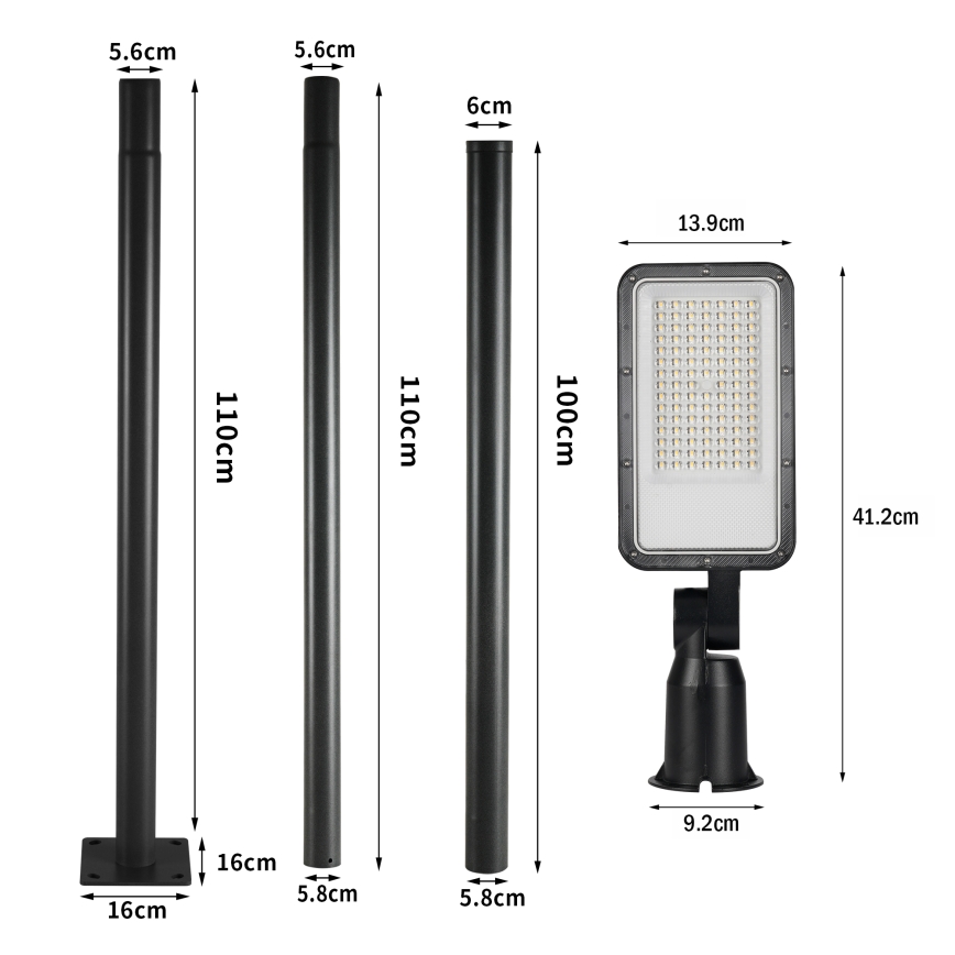 Brilagi - LED-ulkokatuvalaisin 3 m pylväällä ja nivelvarrella URBANLIGHT LED/50W/230V musta IP65