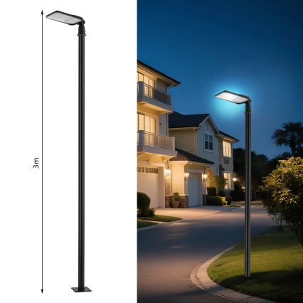 Brilagi - URBANLIGHT LED-katulamppu, pylväs 3 m ja nivel, LED/100W/230V, musta, IP65
