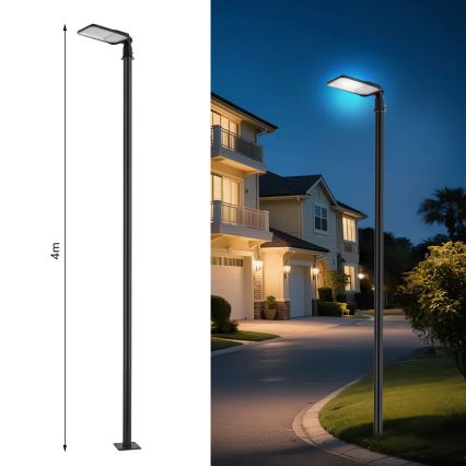 Brilagi - LED-ulkokatuvalaisin pylväällä ja nivelvarrella 4 m URBANLIGHT LED/100W/230V musta IP65