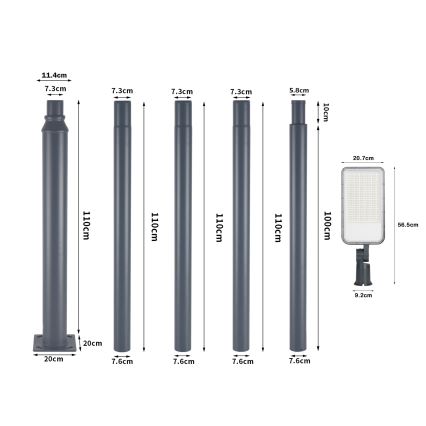 Brilagi - LED-ulkokatuvalo 5 m pylväällä ja kääntyvällä nivelellä URBANLIGHT LED/200W/230V antrasiitti IP65