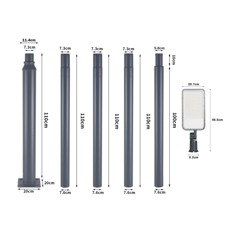 Brilagi - LED-ulkokatuvalo 5 m pylväällä ja kääntyvällä nivelellä URBANLIGHT LED/200W/230V antrasiitti IP65