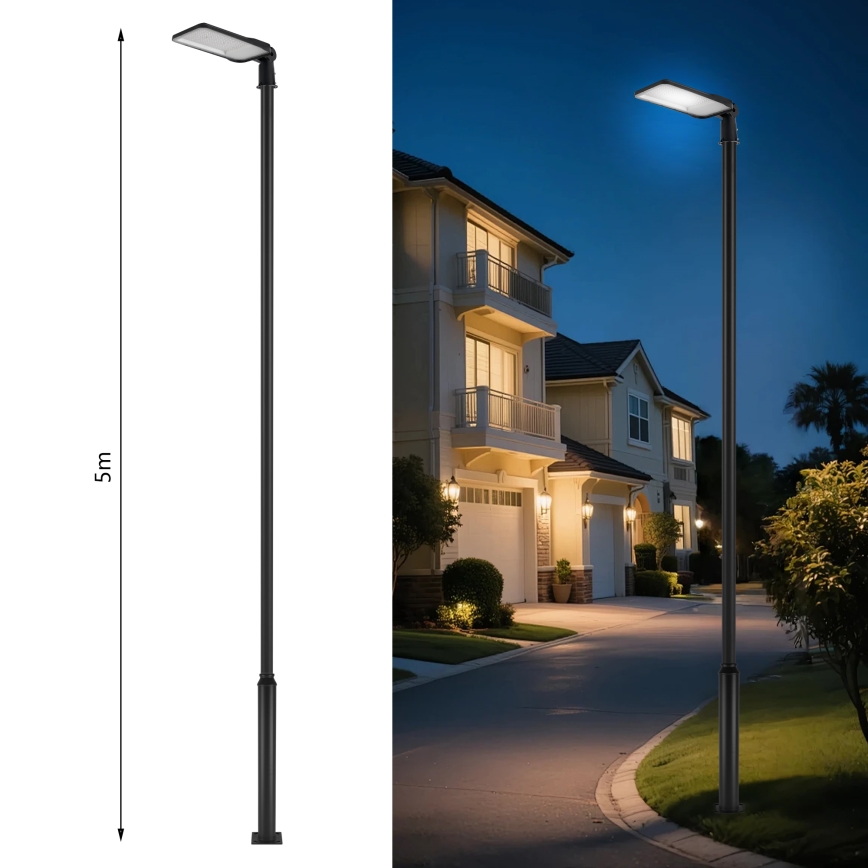 Brilagi - URBANLIGHT LED ulkokatuvalaisin, 5 m pylväs ja nivel, LED/200W/230V, musta, IP65