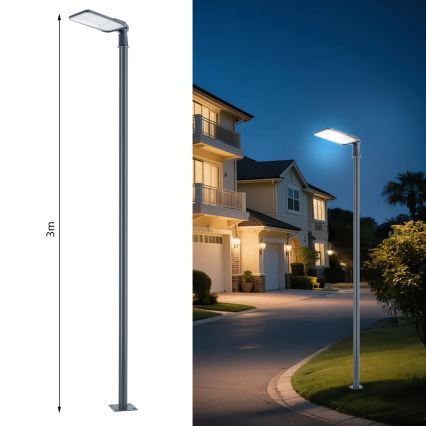 Brilagi - LED-ulkokatuvalaisin tolppalla ja nivelkannattimella, 3 m URBANLIGHT LED/200W/230V antrasiitti IP65