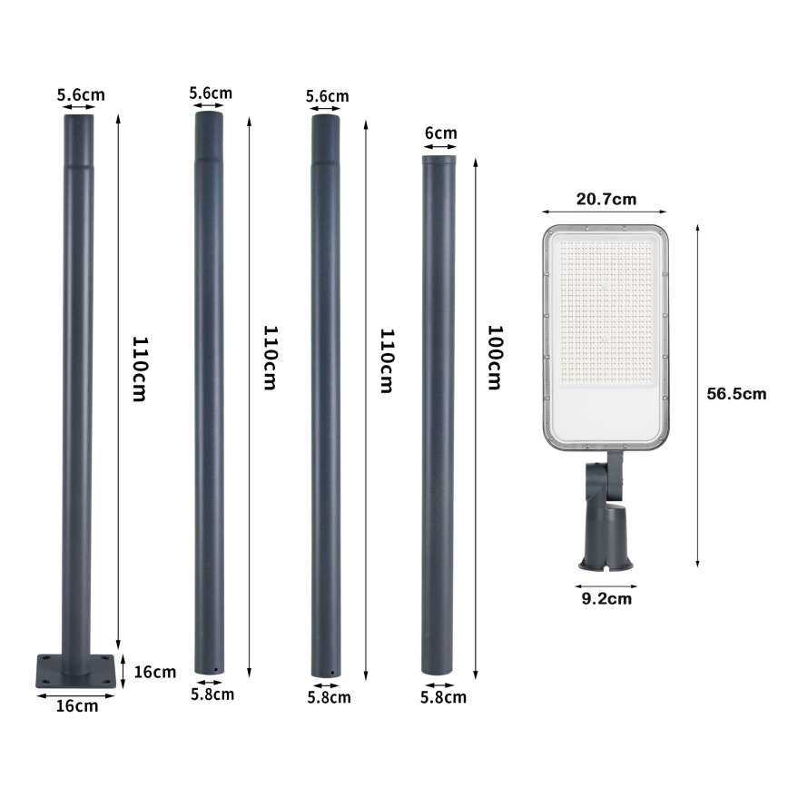Brilagi - LED-katuvalaisin ulkokäyttöön pylväällä ja nivelillä 4 m URBANLIGHT LED/200W/230V antrasiitti IP65