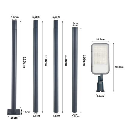 Brilagi - LED-ulkokatuvalaisin pylväällä ja nivelillä 4 m URBANLIGHT LED/100W/230V antrasiitti IP65