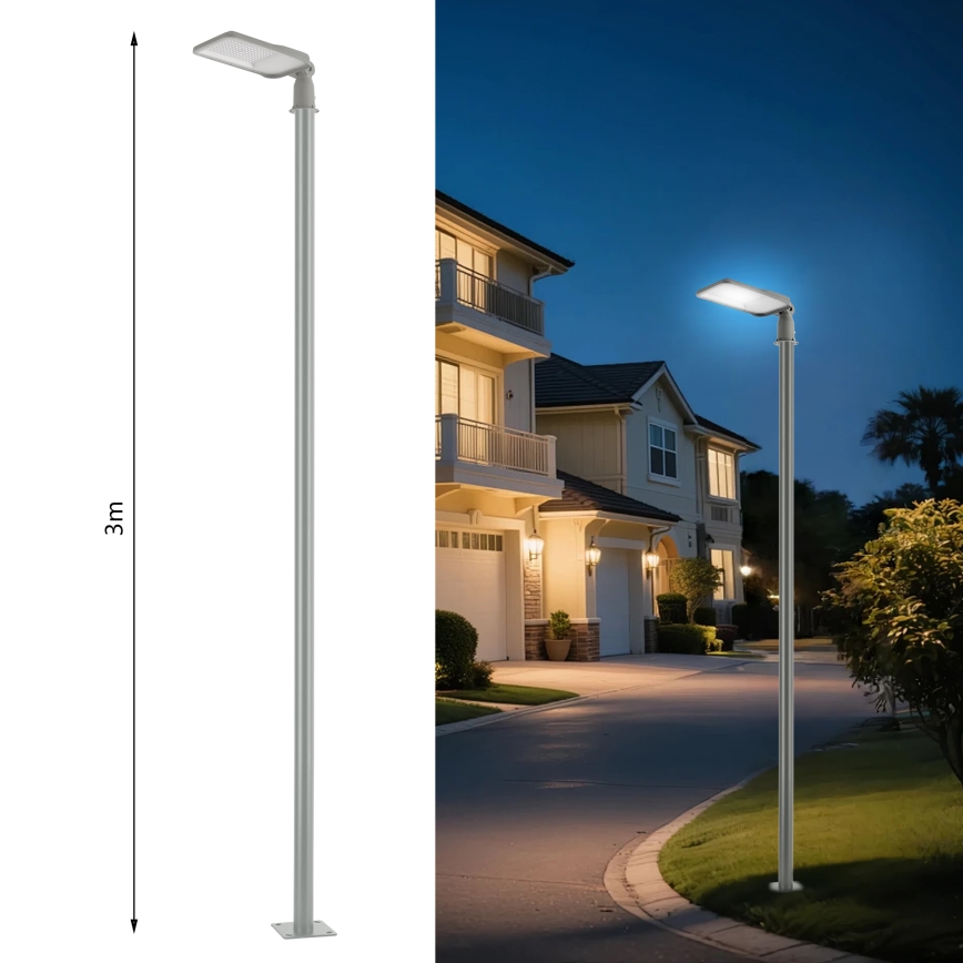 Brilagi - LED-ulkokatuvalaisin pylväällä ja nivelellä 3 m URBANLIGHT LED/100W/230V harmaa IP65