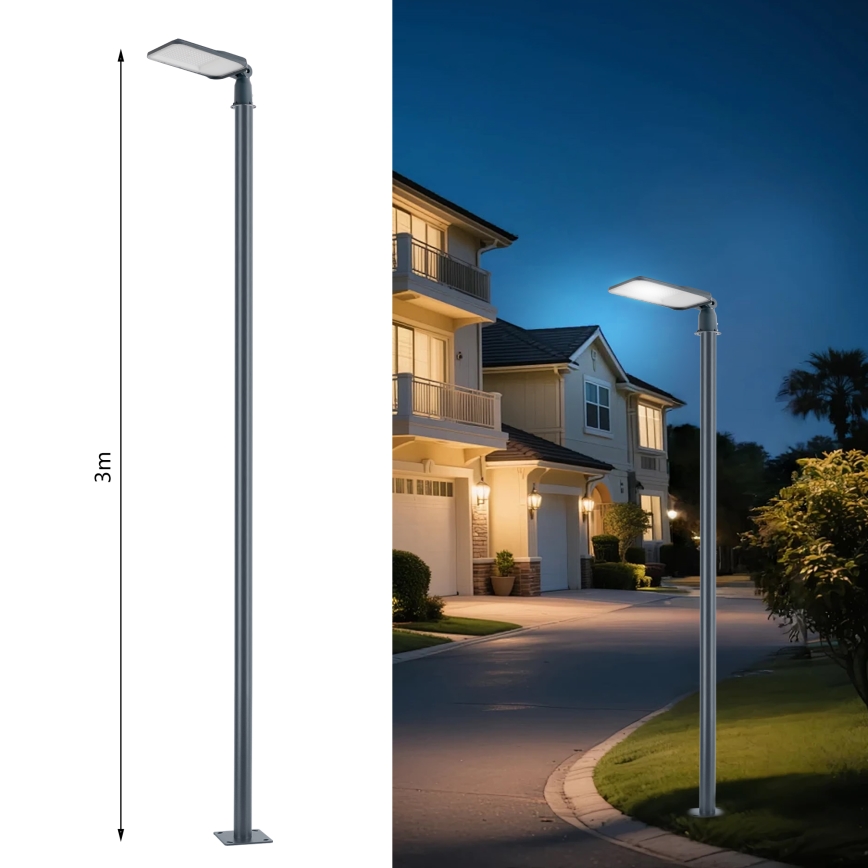 Brilagi - URBANLIGHT LED/100W/230V ulkokatuvalaisin 3 m pylväällä ja nivelellä antrasiitti IP65