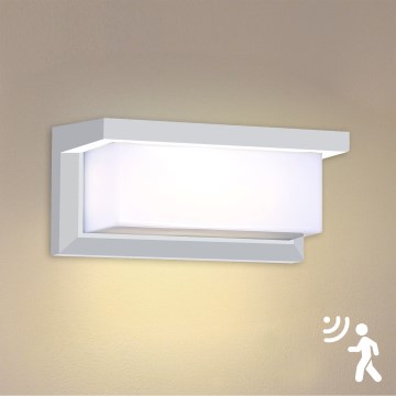 Brilagi - LED Ulkovalo anturilla BRICKY LED/12W/230V valkoinen IP54