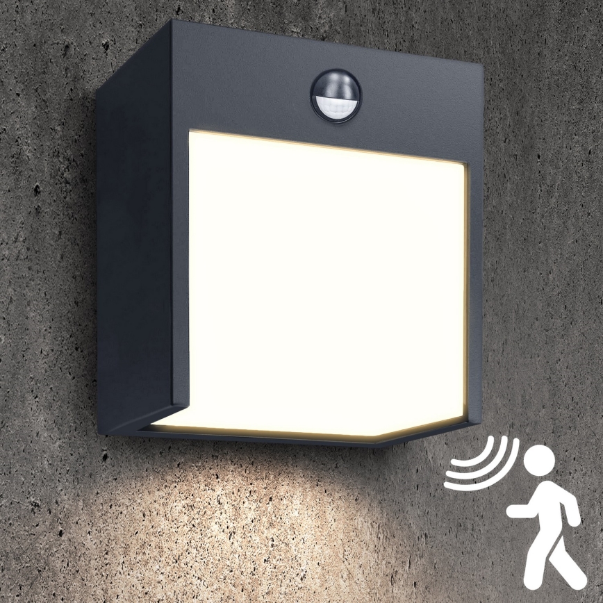 Brilagi - LED Ulkovalo anturilla TERNI LED/12W/230V antrasiitti IP44