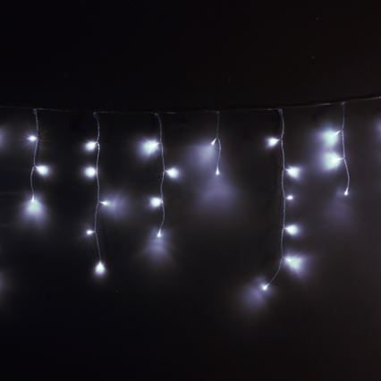 Brilagi - LED-ulkovaloketju 200 LEDiä / 8 toimintoa, 13 m, IP44, kylmänvalkoinen, jääpuikkovalot