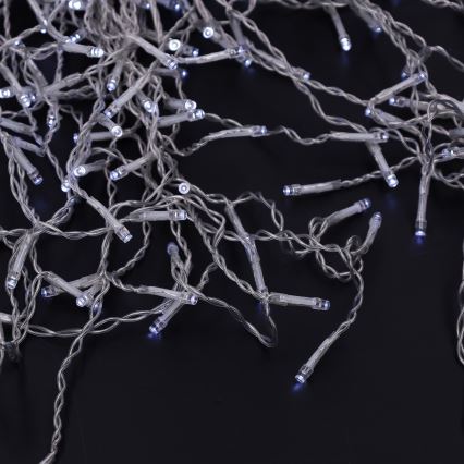 Brilagi - LED-ulkovaloketju 200 LEDiä / 8 toimintoa, 13 m, IP44, kylmänvalkoinen, jääpuikkovalot
