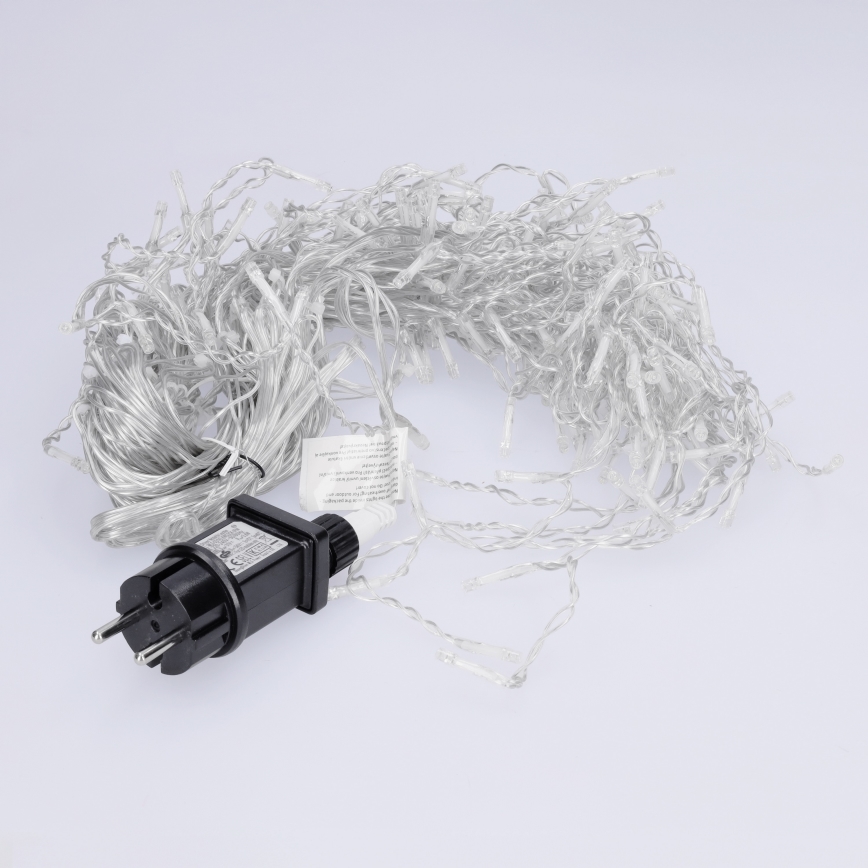 Brilagi - LED-ulkovaloketju 200 LEDiä / 8 toimintoa, 13 m, IP44, kylmänvalkoinen, jääpuikkovalot