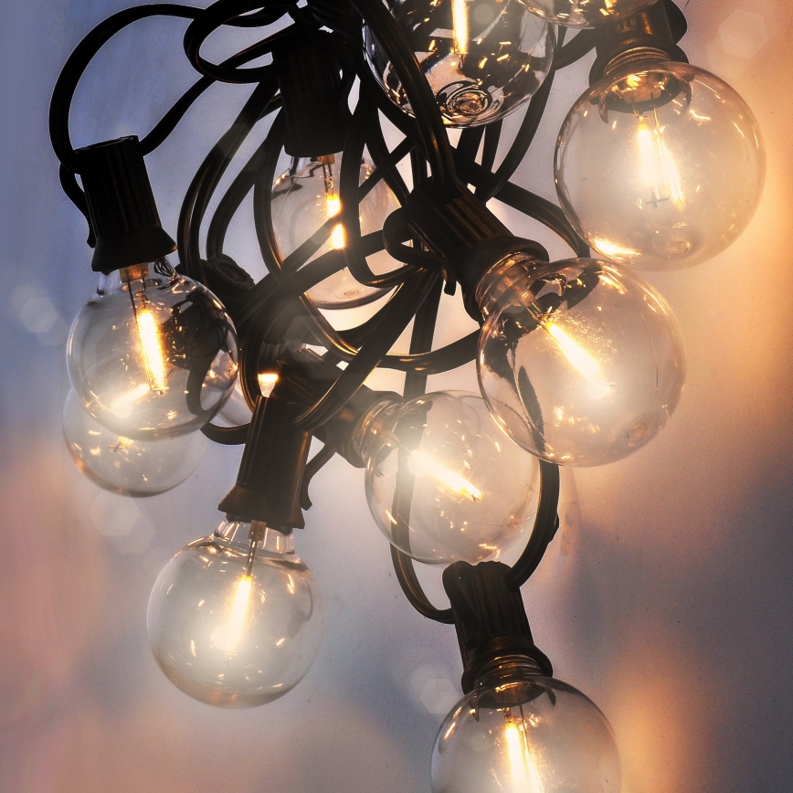 Brilagi - LED-ulkokoristevaloketju GIRLANDA 25xE12/0,36W/24V 20m musta IP44 lämmin valkoinen