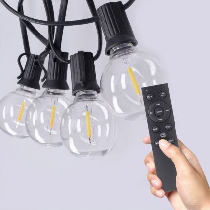 Brilagi - LED-ulkovaloketju GIRLANDA 25xE12/0,6W/230V 20m musta IP44 lämmin valkoinen + kaukosäädin