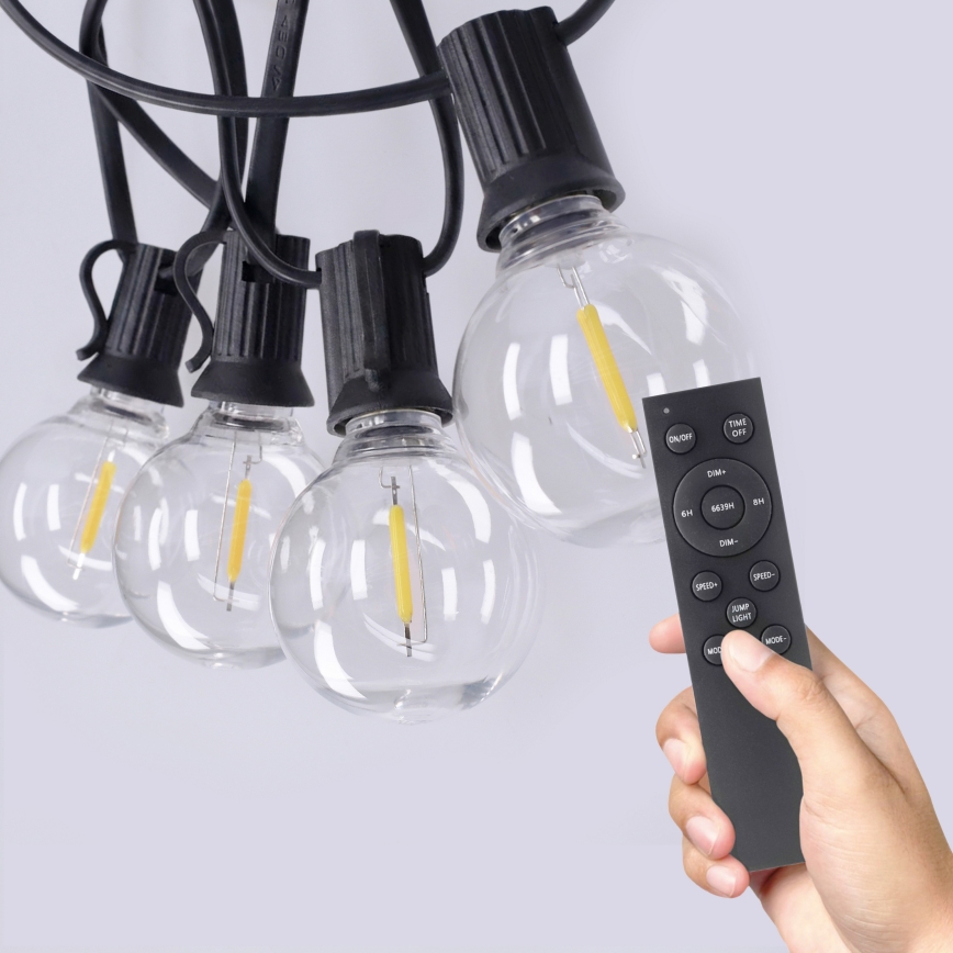 Brilagi - LED-ulkovaloketju GIRLANDA 25xE12/0,6W/230V 20m musta IP44 lämmin valkoinen + kaukosäädin