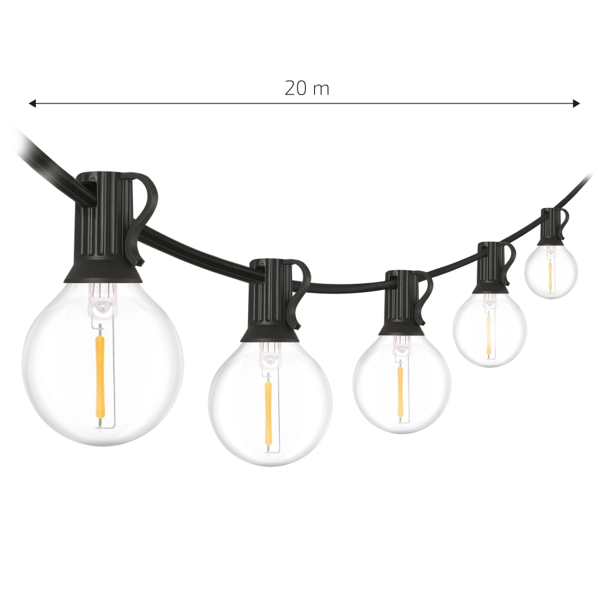 Brilagi - LED-ulkovaloketju GIRLANDA 25xE12/0,6W/230V 20m musta IP44 lämmin valkoinen + kaukosäädin