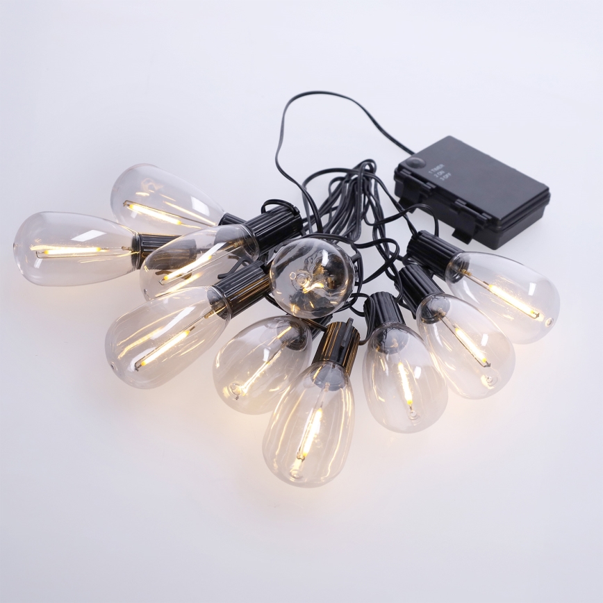 Brilagi - LED-ulkovaloköynnös 10×LED/3×AA 3,2 m IP44 lämmin valkoinen