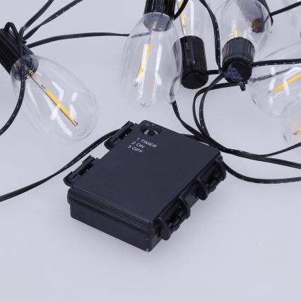 Brilagi - LED-ulkovaloköynnös 10×LED/3×AA 3,2 m IP44 lämmin valkoinen