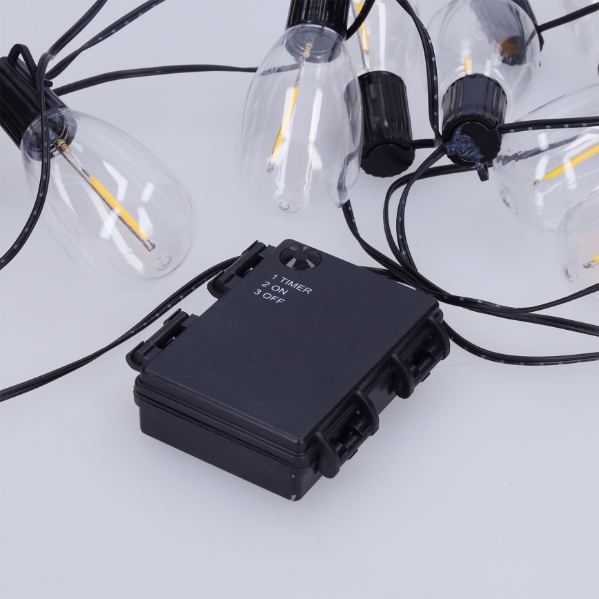 Brilagi - LED-ulkovaloköynnös 10×LED/3×AA 3,2 m IP44 lämmin valkoinen