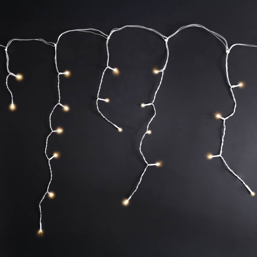 Brilagi - LED-ulkovaloketju 200 LED, 8 toimintoa, 13 m, IP44, lämmin valkoinen, jääpuikkovalot