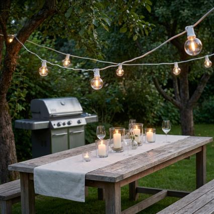 Brilagi - LED ulkokäyttöön tarkoitettu koristevalosarja GIRLANDA 10xE12/0,6W/230V 8 m valkoinen IP44 lämmin valkoinen