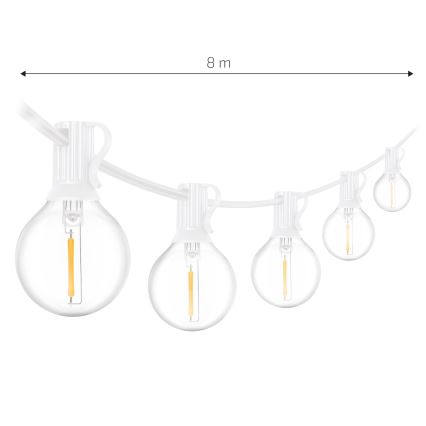 Brilagi - LED ulkokäyttöön tarkoitettu koristevalosarja GIRLANDA 10xE12/0,6W/230V 8 m valkoinen IP44 lämmin valkoinen