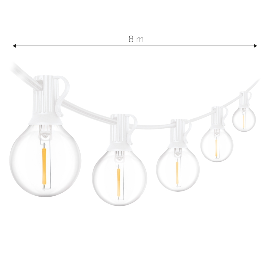 Brilagi - LED ulkokäyttöön tarkoitettu koristevalosarja GIRLANDA 10xE12/0,6W/230V 8 m valkoinen IP44 lämmin valkoinen