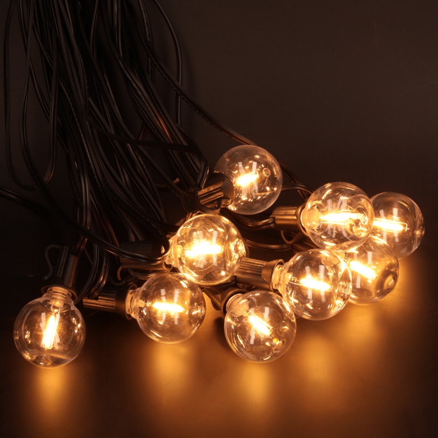 Brilagi - LED-ulkovaloketju GIRLANDA 18xE12/0,6W/230V 13m musta IP44 lämmin valkoinen