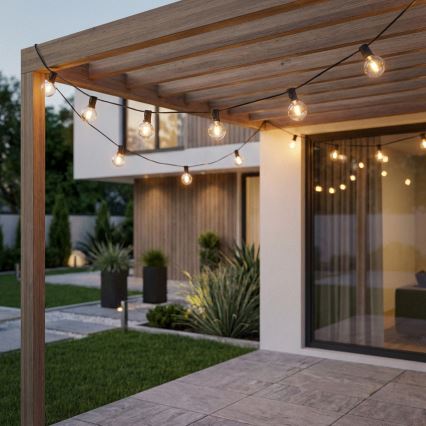 Brilagi - LED-ulkovaloketju GIRLANDA 18xE12/0,6W/230V 13m musta IP44 lämmin valkoinen