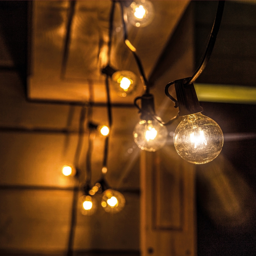 Brilagi - LED-ulkovaloketju GIRLANDA 18xE12/0,6W/230V 13m musta IP44 lämmin valkoinen