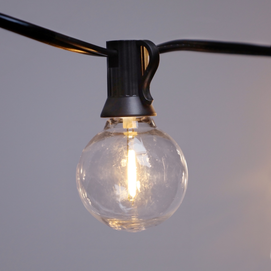 Brilagi - LED-ulkovaloketju GIRLANDA 18xE12/0,6W/230V 13m musta IP44 lämmin valkoinen