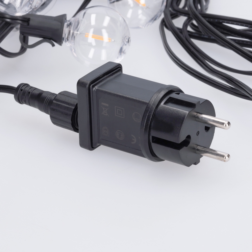 Brilagi - LED-ulkovaloketju GIRLANDA 18xE12/0,6W/230V 13m musta IP44 lämmin valkoinen