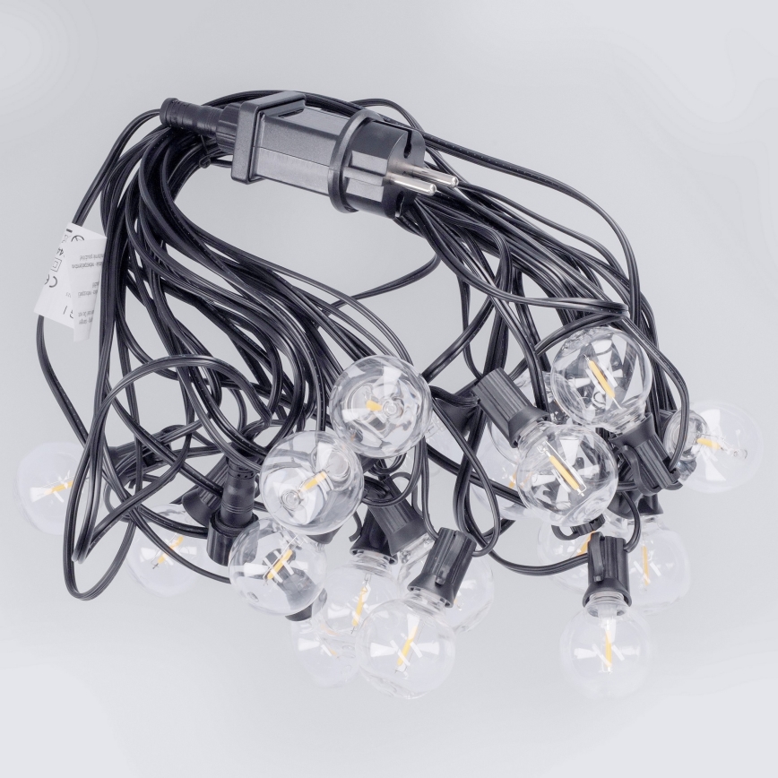 Brilagi - LED-ulkovaloketju GIRLANDA 18xE12/0,6W/230V 13m musta IP44 lämmin valkoinen
