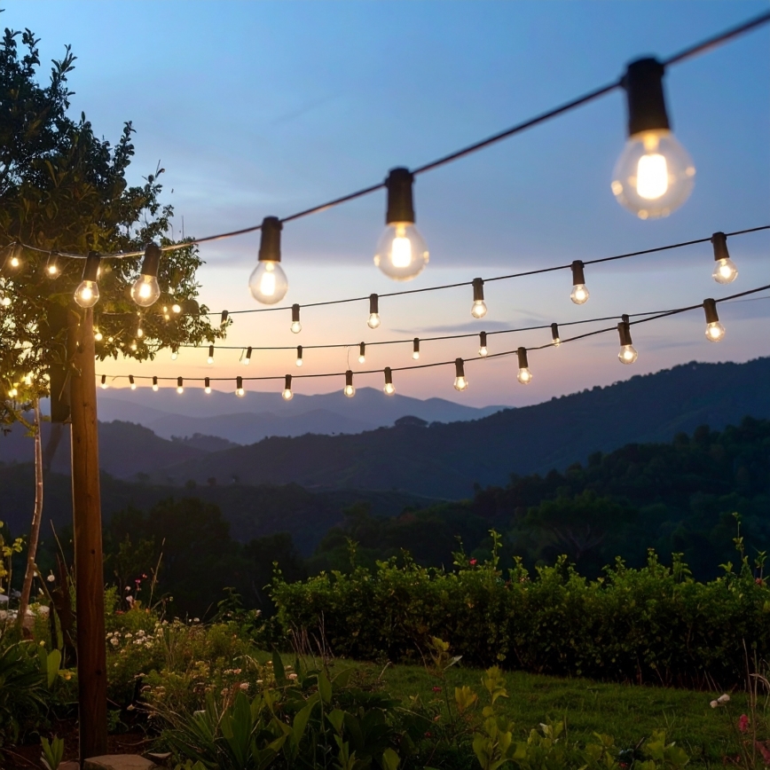 Brilagi - LED-ulkokoristevaloketju GIRLANDA 25xE12/0,6W/230V 20m musta IP44 lämmin valkoinen + kaukosäädin