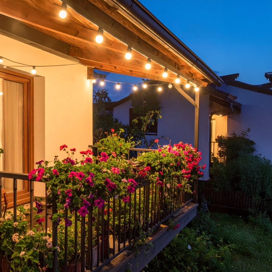 Brilagi - LED-ulkokoristevaloketju GIRLANDA 25xE12/0,6W/230V 20m musta IP44 lämmin valkoinen + kaukosäädin