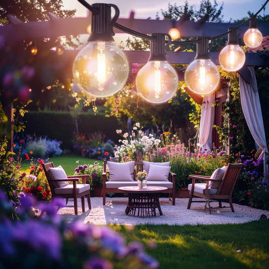 Brilagi - LED-ulkokoristevaloketju GIRLANDA 25xE12/0,6W/230V 20m musta IP44 lämmin valkoinen + kaukosäädin