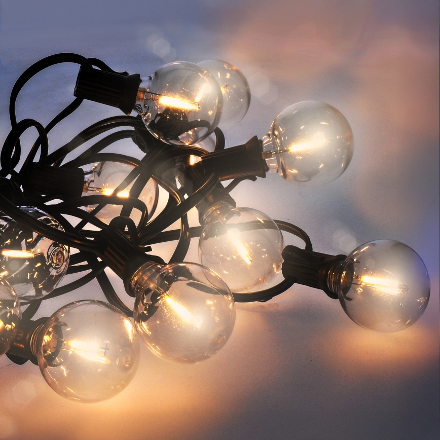 Brilagi - LED-ulkokoristevaloketju GIRLANDA 25xE12/0,6W/230V 20m musta IP44 lämmin valkoinen + kaukosäädin