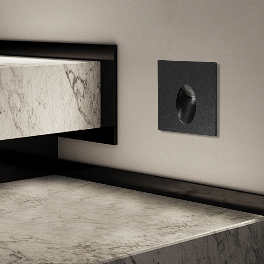 Brilagi - LED upotettava ulkovalaisin STAIRDOT LED/2W/230V, musta, IP65, kulmikas