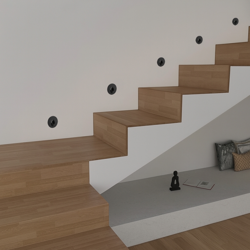 Brilagi - LED upotettava ulkovalaisin STAIRDOT LED/2W/230V musta IP65 pyöreä