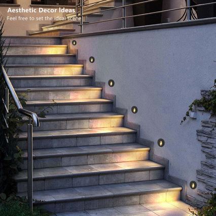 Brilagi - LED upotettava ulkovalaisin STAIRDOT LED/2W/230V musta IP65 pyöreä