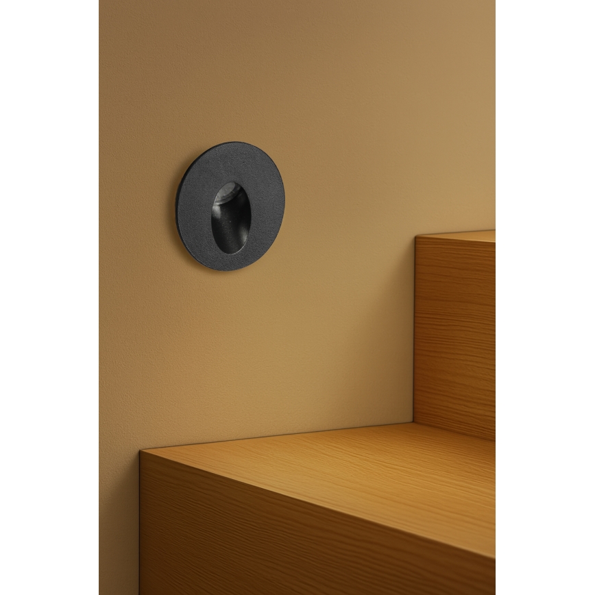 Brilagi - LED upotettava ulkovalaisin STAIRDOT LED/2W/230V musta IP65 pyöreä