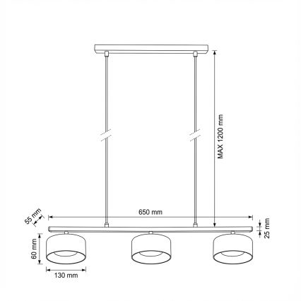 Brilagi - LED Vaijeririippuvalaisin AURA LUX 3xGX53/30W/230V musta/savunharmaa