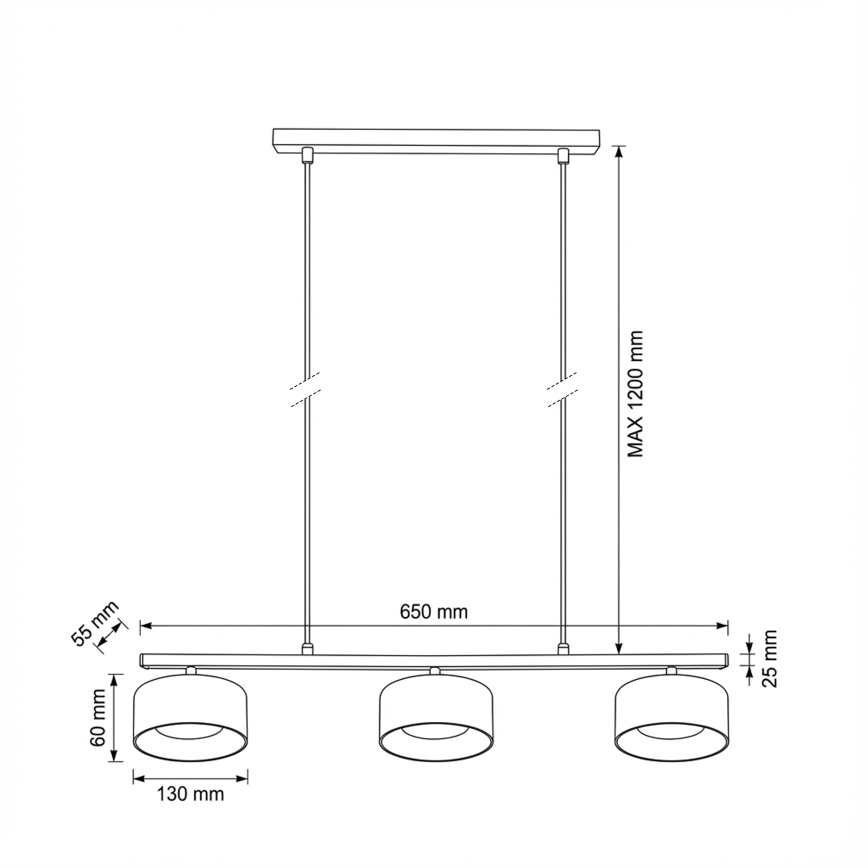 Brilagi - LED Vaijeririippuvalaisin AURA LUX 3xGX53/30W/230V musta/savunharmaa