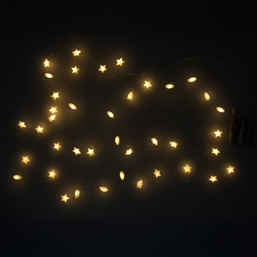 Brilagi - LED-valoketju 40xLED/3xAA 1,8 m lämpimän valkoinen, tähtikoristeet