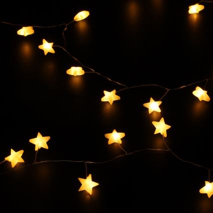 Brilagi - LED-valoketju 40xLED/3xAA 1,8 m lämpimän valkoinen, tähtikoristeet