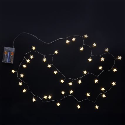 Brilagi - LED-valoketju 40xLED/3xAA 1,8 m lämpimän valkoinen, tähtikoristeet